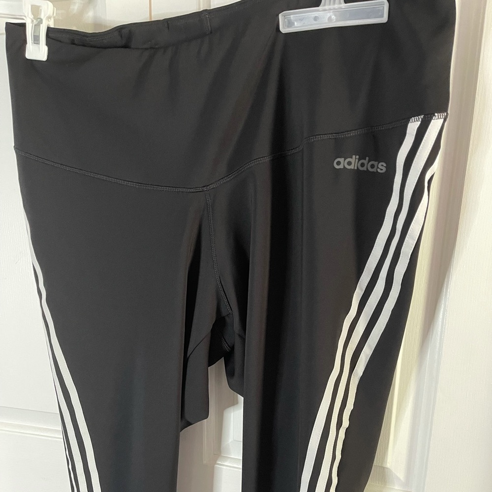 4X - Adidas leggings - black w white stripes